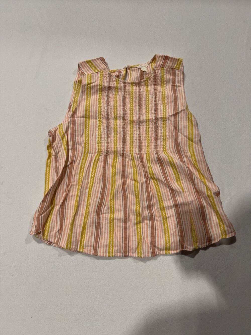 Caslon Women's Striped Smocked Sleeveless Blouse Size L